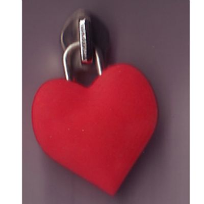 Rubberized Zipper Pull with Heart Shape