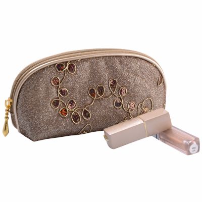 Luxury Golden Lined Sequin Cosmetic Bag