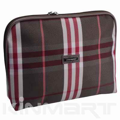 Monogrammed Checked Jacquard Toiletry Pouch