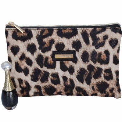 Wholesale Bulk Leopard Pattern Cosmetic Brush Bag