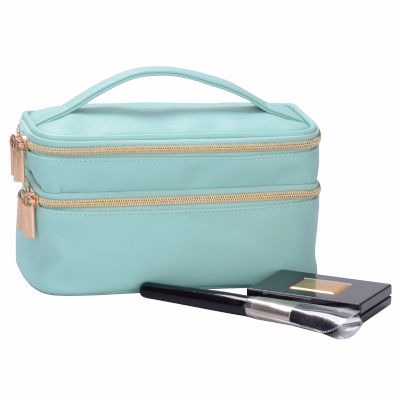 Functional 2-Layers Cosmetic Vanity Bag w/Handle