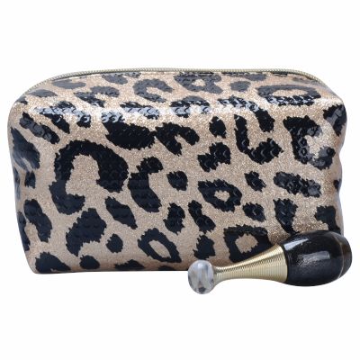 Glam Leopard Skin Pattern Cosmetic Bag Personalizable