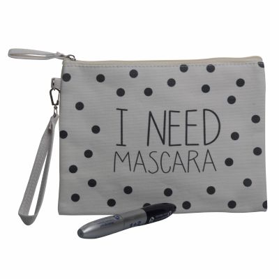 Canvas Pattern-Imprinted Cosmetic Bag