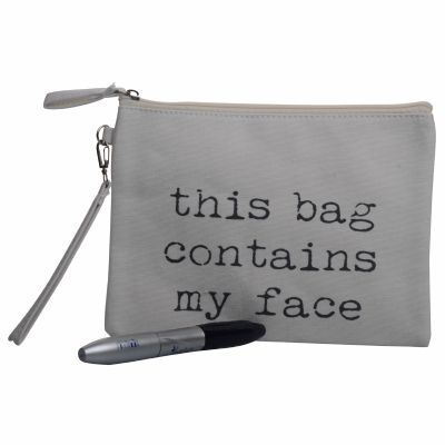Canvas Pattern-Imprinted Cosmetic Bag