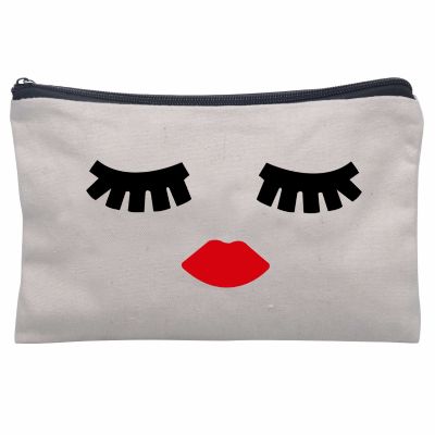 Canvas Eye Brow Print Makeup Pouch