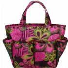 Monogrammed Flora Print Makeup Organizer Tote with Multi Pockets