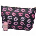 Monogrammed Makeup Pouch with Lips Pattern Print